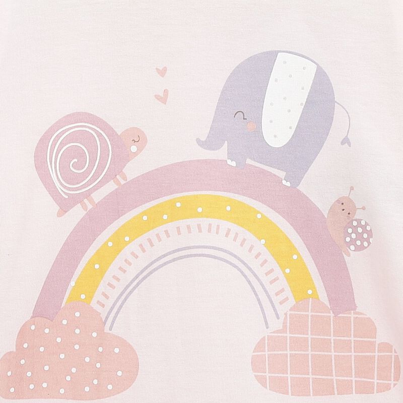 Infant Light Pink Printed Nappy Opening Babysuit image number 2